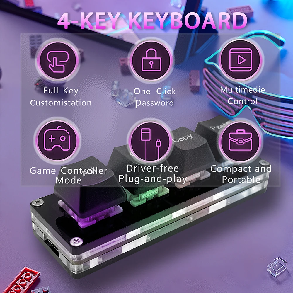 Mini 4-Key Game Keypad All Cut - đánh giá và giá Gaming Keyboard He
